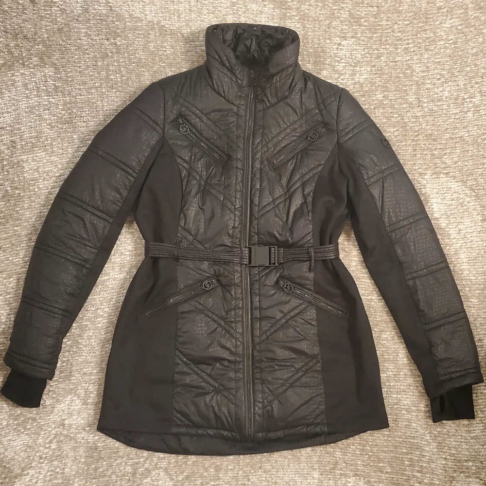 Michael Kors Mixed Media Black Puffer Coat - Picture 2 of 11